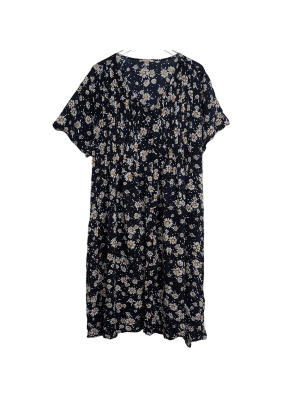 Woman Within Daisy Midi Shirt Dress Womens Size 30W Blue Floral Cottage Grandma